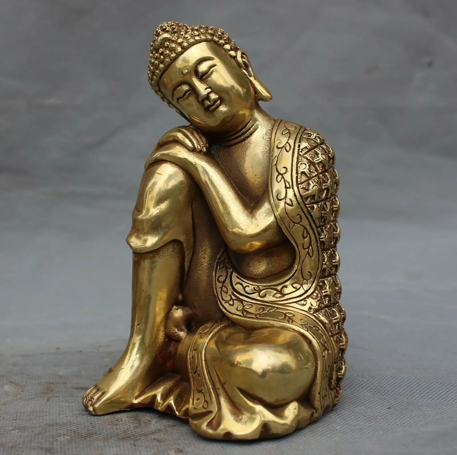 

6" tibet buddhism bronze sleeping buddha Sakyamuni Shakyamuni Tathagata statue