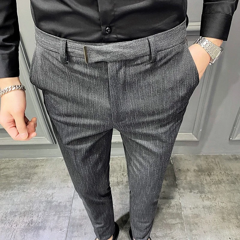 Striped Formal Suit Pants Men 2022 Spring New High-quality Business Casual Stretch Slim Straight Trousers Brand Mens Clothing
Striped Formal Suit Pants Men 2022 Spring New High-quality Business Casual Stretch Slim Straight Trousers Brand Mens Clothing