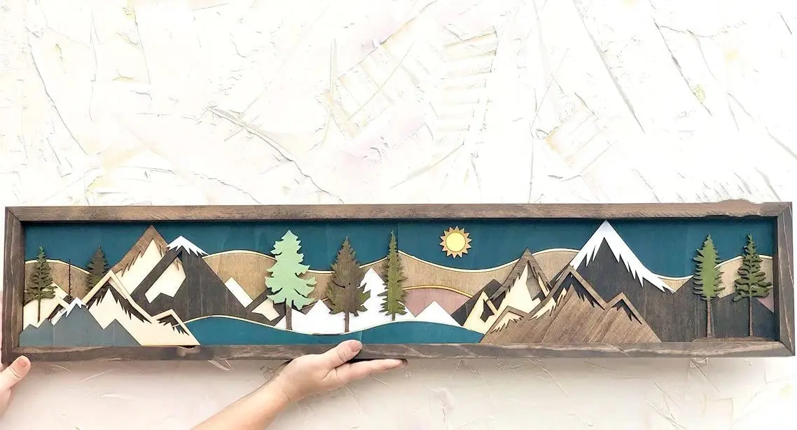 ChichuangK Wood Mountain Wall Art Will Bring, 15. 7x6. 3 in Handmade 3D Stereo Sunset& Moonlights Sculpture Abstract Painting
ChichuangK Wood Mountain Wall Art Will Bring, 15. 7x6. 3 in Handmade 3D Stereo Sunset& Moonlights Sculpture Abstract Painting