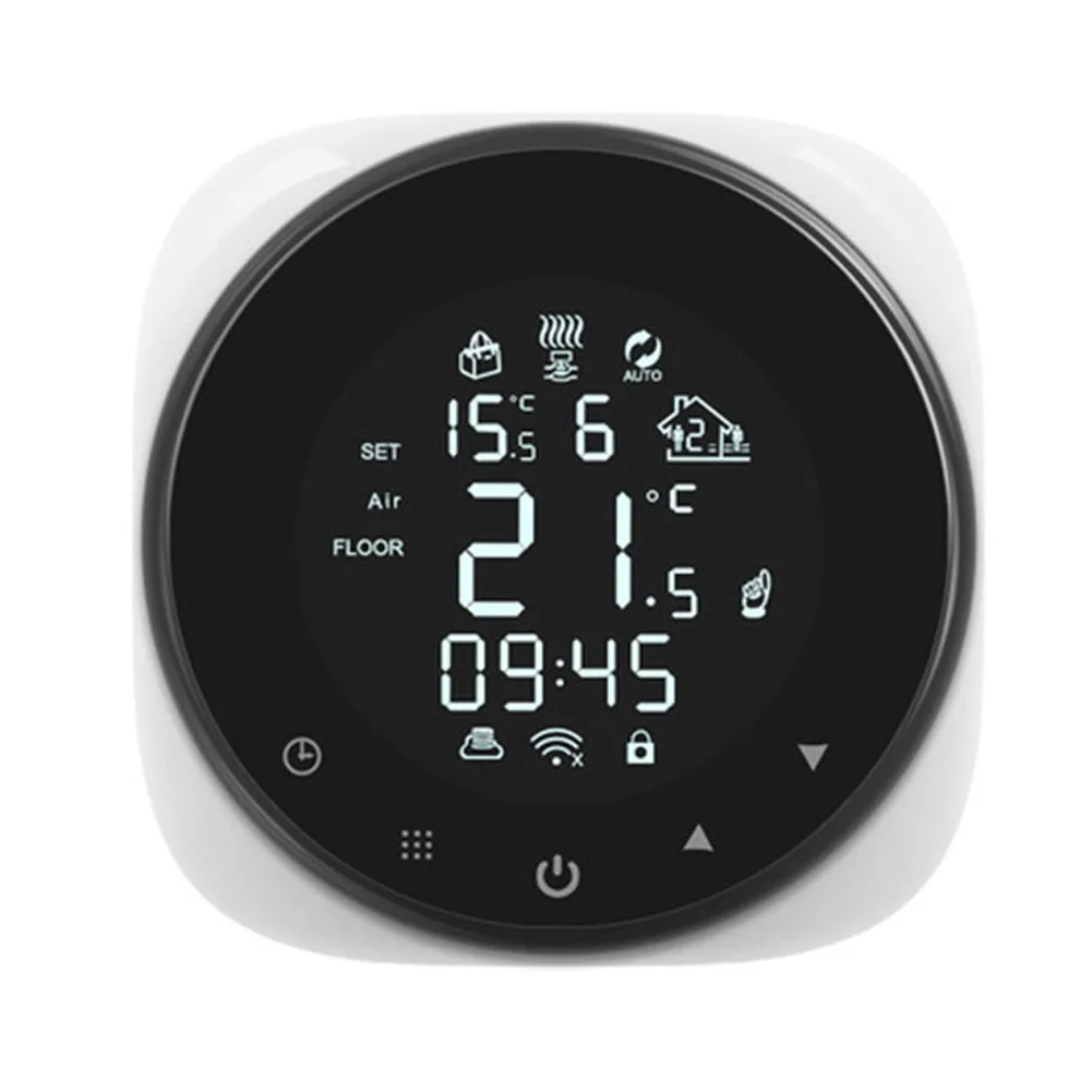 Remote Control Thermostat for Floor Heating WiFi Enabled with Smart Life App Large Backlit Touch Screen Black Color
Remote Control Thermostat for Floor Heating WiFi Enabled with Smart Life App Large Backlit Touch Screen Black Color