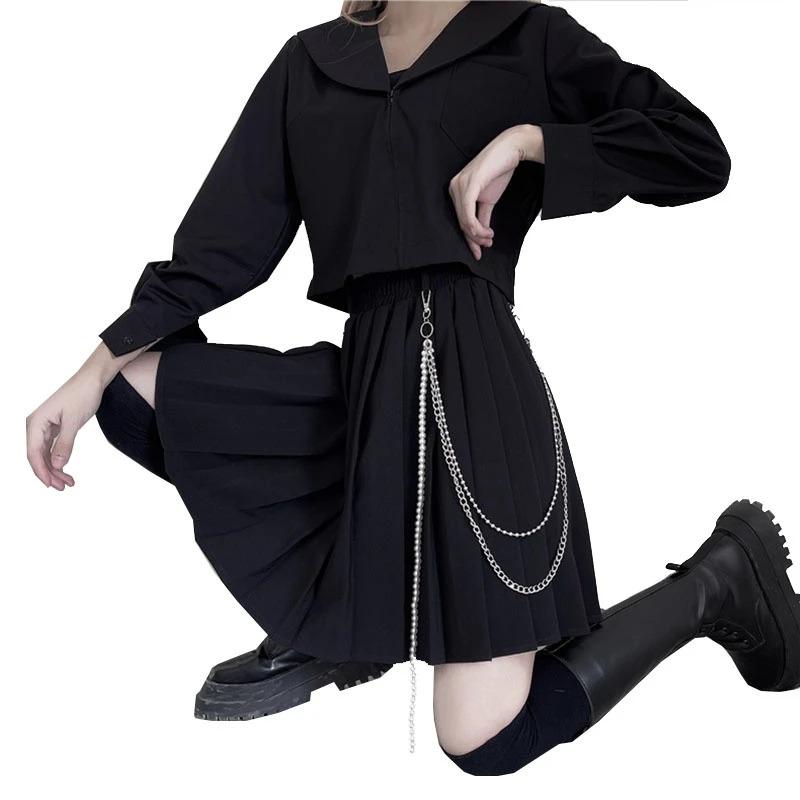 Dinboa- Women's Black Pleated Gothic Skirt, High Waist, A-line, Mini, Preppy Style, Harajuku, Summer 2022
Dinboa- Women's Black Pleated Gothic Skirt, High Waist, A-line, Mini, Preppy Style, Harajuku, Summer 2022