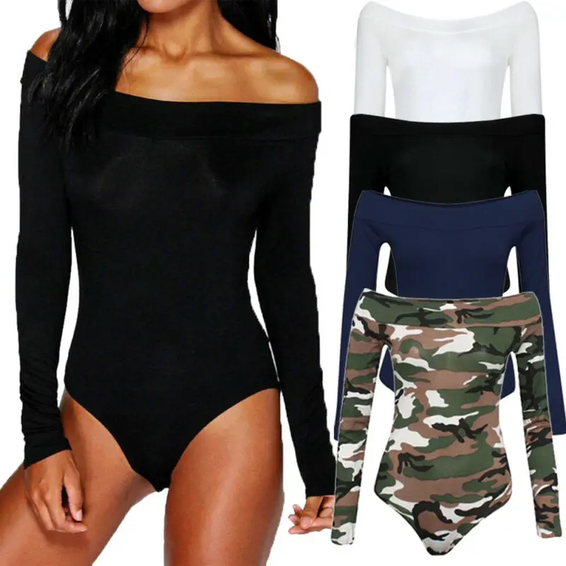 Women Ladies Long Sleeve Off Shoulder Skinny Slash Neck Camouflage Print Stretch Slim Fit Bodysuit Ladies Sexy Leotard
Women Ladies Long Sleeve Off Shoulder Skinny Slash Neck Camouflage Print Stretch Slim Fit Bodysuit Ladies Sexy Leotard