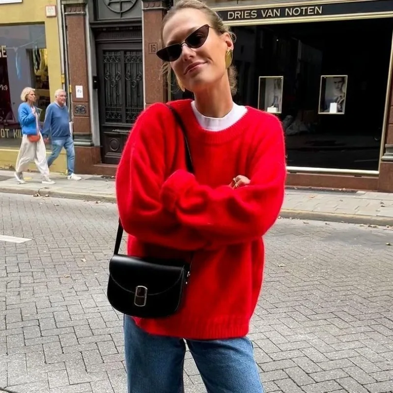 Solid Sweaters for Women Long Sleeve O-neck Loose Fit Warm Pullover Tops Female Autumn Winter Fashion Knitted Sweater Korean Y2k
Solid Sweaters for Women Long Sleeve O-neck Loose Fit Warm Pullover Tops Female Autumn Winter Fashion Knitted Sweater Korean Y2k