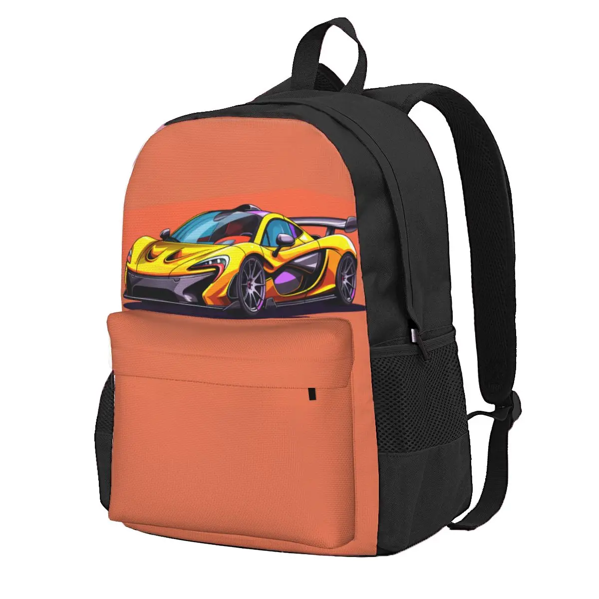 

Powerful Sports Car Backpack 2D Elements Cartoon Travel Backpacks Women Men Design Soft School Bags Stylish Rucksack