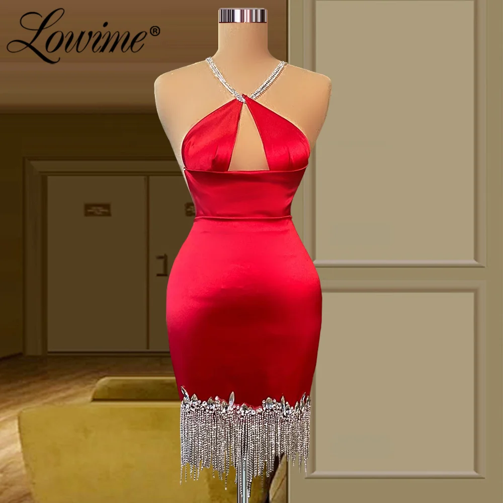 Lowime Hot Sexy Halter Red Cocktail Dresses Tassels Crystals Celebrity Dress Evening Gowns 2022 Couture Backless Party Dress 
Lowime Hot Sexy Halter Red Cocktail Dresses Tassels Crystals Celebrity Dress Evening Gowns 2022 Couture Backless Party Dress