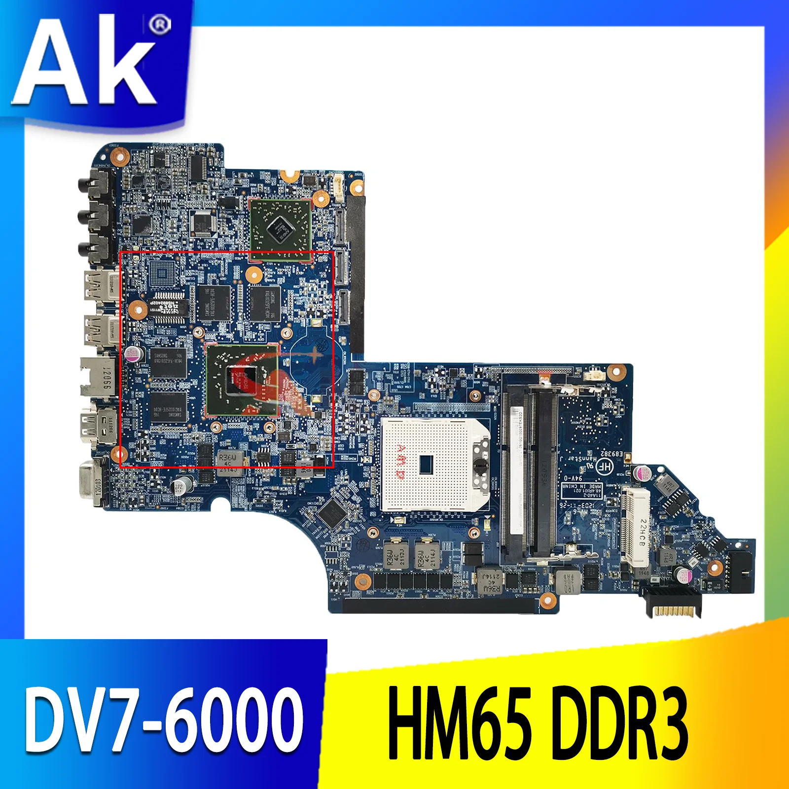 

For HP Pavillion DV7-6000 Notebook Mainboard HM65 DDR3 Laptop motherboard 100% Tested Fast Ship 665993-001 659093-501 659095-601