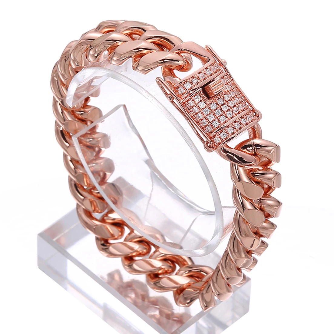 Granny Chic Cuban Link Chain Bracelet for Women Men,Stainless Steel Link Chain, Rose Gold Color Jewelry,Cubic Zirconia Clasp
Granny Chic Cuban Link Chain Bracelet for Women Men,Stainless Steel Link Chain, Rose Gold Color Jewelry,Cubic Zirconia Clasp