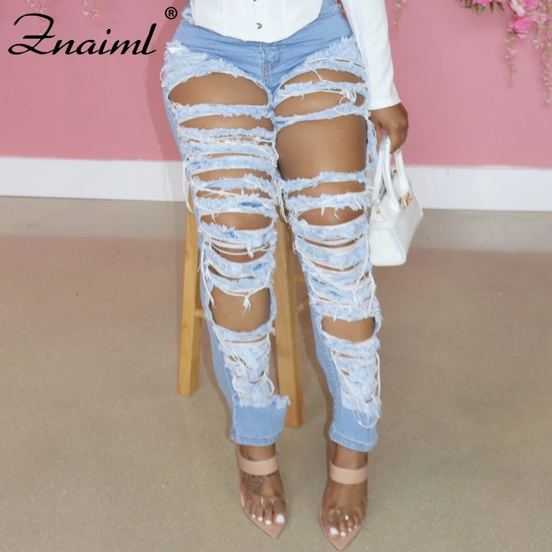 Znaiml Vintage Holed Jeans For Woman Light Blue High Waist Washed Ripped Pencil Pants Fashion Denim Trousers Streetwear y2k
Znaiml Vintage Holed Jeans For Woman Light Blue High Waist Washed Ripped Pencil Pants Fashion Denim Trousers Streetwear y2k