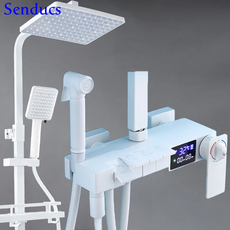 MATT White Piano Key Design Bathroom Shower Set Constant Tempearature Bathroom Shower Faucet Mixer Inwall Mounted Bathroom Set
MATT White Piano Key Design Bathroom Shower Set Constant Tempearature Bathroom Shower Faucet Mixer Inwall Mounted Bathroom Set