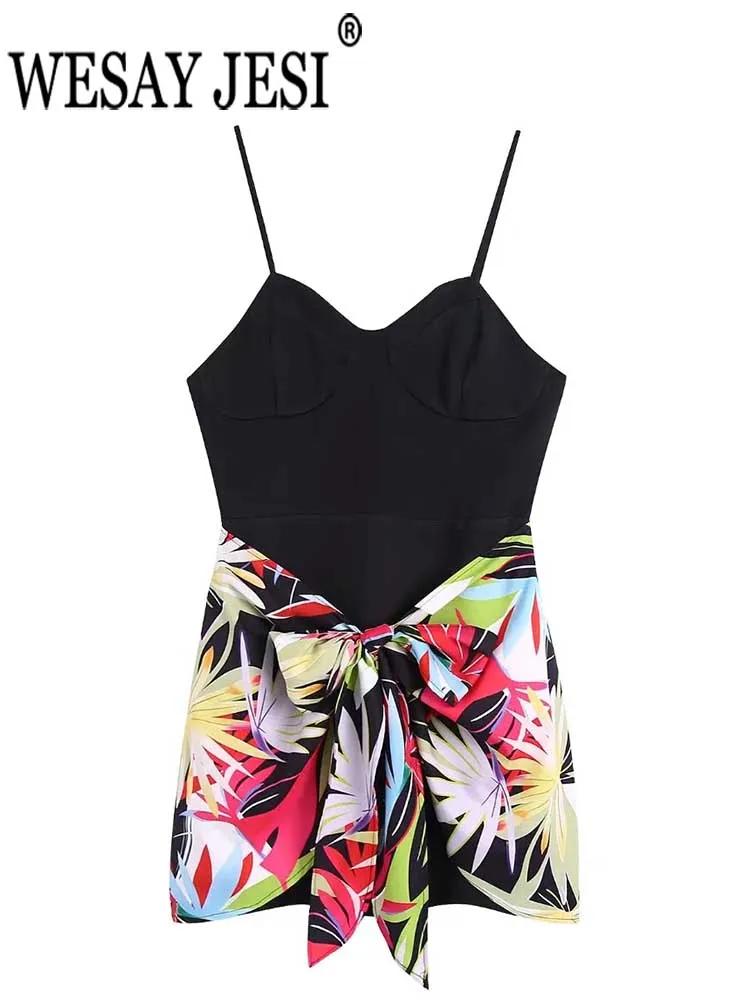 WESAY JESI Fashion Women Dress Black Sling Print Lace Up Double Layer Mini Skinny Sexy Dress Elegant Everyday Streetwear Summer
WESAY JESI Fashion Women Dress Black Sling Print Lace Up Double Layer Mini Skinny Sexy Dress Elegant Everyday Streetwear Summer