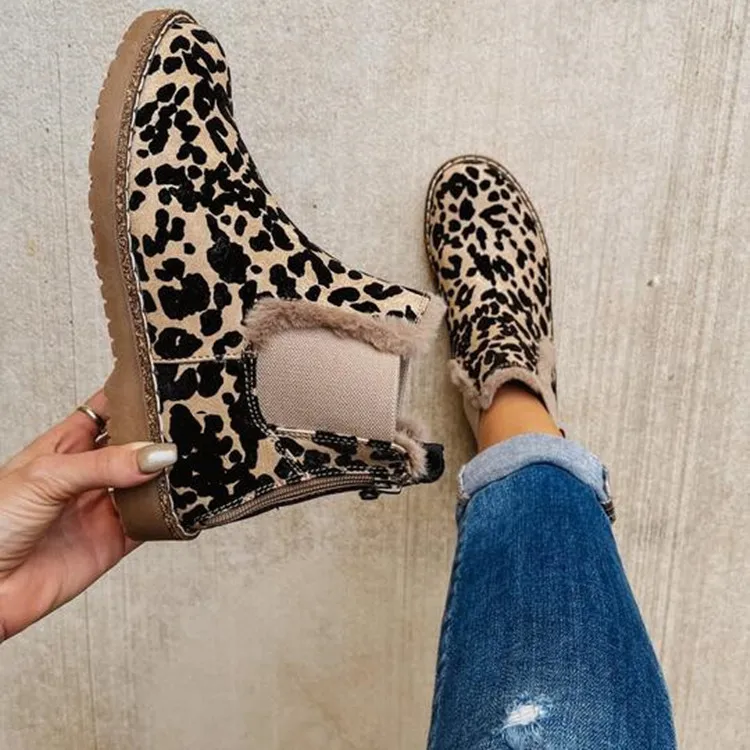 Women's Ankle Boots Leopard Print Winter Warm Plush Flat Shoes for Women Round Toe Casual Short Boots Light Comfort Female Botas
Women's Ankle Boots Leopard Print Winter Warm Plush Flat Shoes for Women Round Toe Casual Short Boots Light Comfort Female Botas