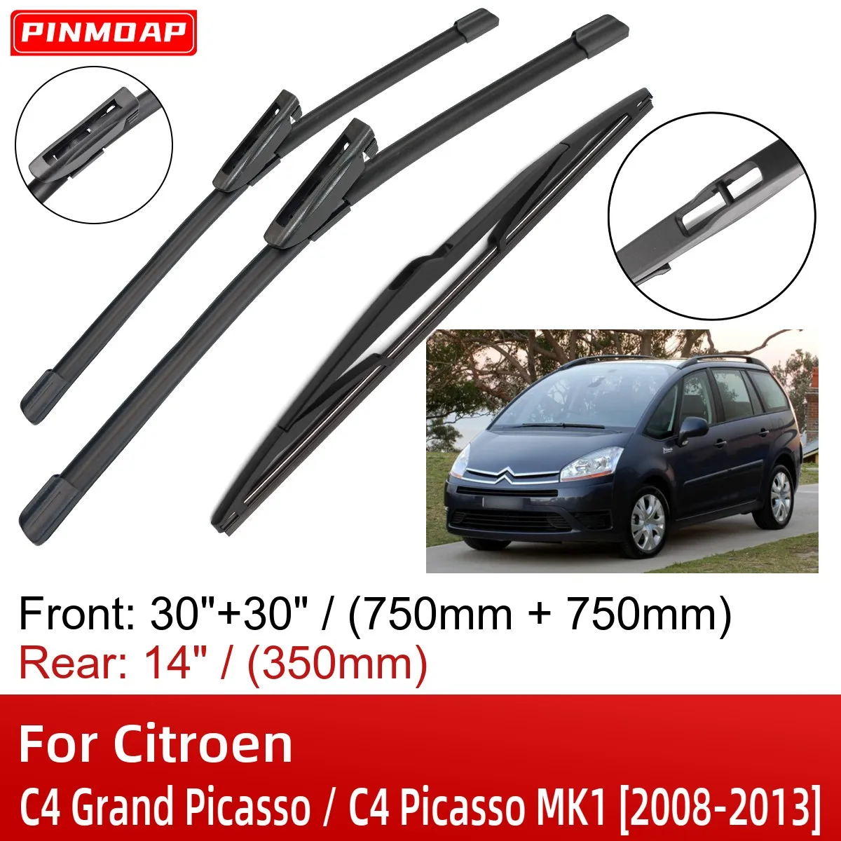 Щетки стеклоочистителя Передние Задние для Citroen C4 Grand Picasso / C4 Picasso MK1 2008-2013 30 + 30 14 дюймов, 2012 2013
Щетки стеклоочистителя Передние Задние для Citroen C4 Grand Picasso / C4 Picasso MK1 2008-2013 30 + 30 14 дюймов, 2012 2013