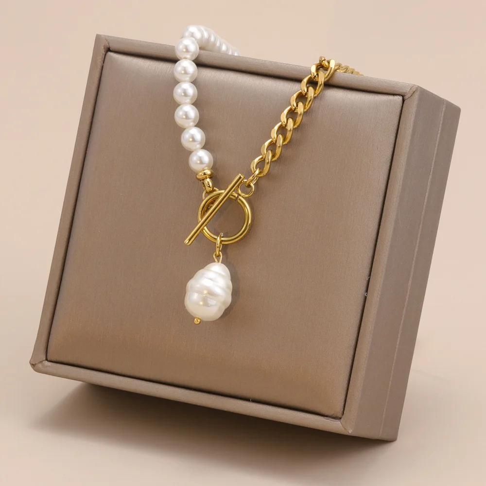 Ins Style Fashion Trend Pearl Necklace Women's Splicing 18k Gold Stainless Steel Cuban Chain Necklace Choker Women's
Ins Style Fashion Trend Pearl Necklace Women's Splicing 18k Gold Stainless Steel Cuban Chain Necklace Choker Women's