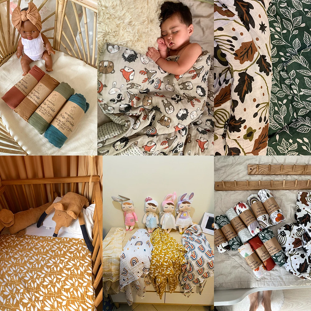 Модные муслиновые пеленки Kangobaby # My Soft Life детское одеяло квадраты декор для