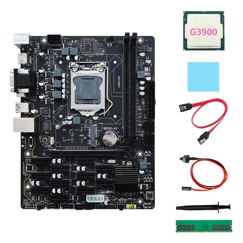 Материнская плата B250 V2.1 ETH Miner 12PCIE + G3900 ЦП + DDR4 4 ГБ ОЗУ + кабель SATA + кабель переключателя + термопаста + термопрокладка
Материнская плата B250 V2.1 ETH Miner 12PCIE + G3900 ЦП + DDR4 4 ГБ ОЗУ + кабель SATA + кабель переключателя + термопаста + термопрокладка