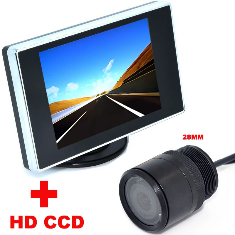 

3.5 inch Color LCD Car Video Monitor + 28mm CCD CCD Car Rear View Camera backup Camera 2 in 1 Auto Parking Assistance system