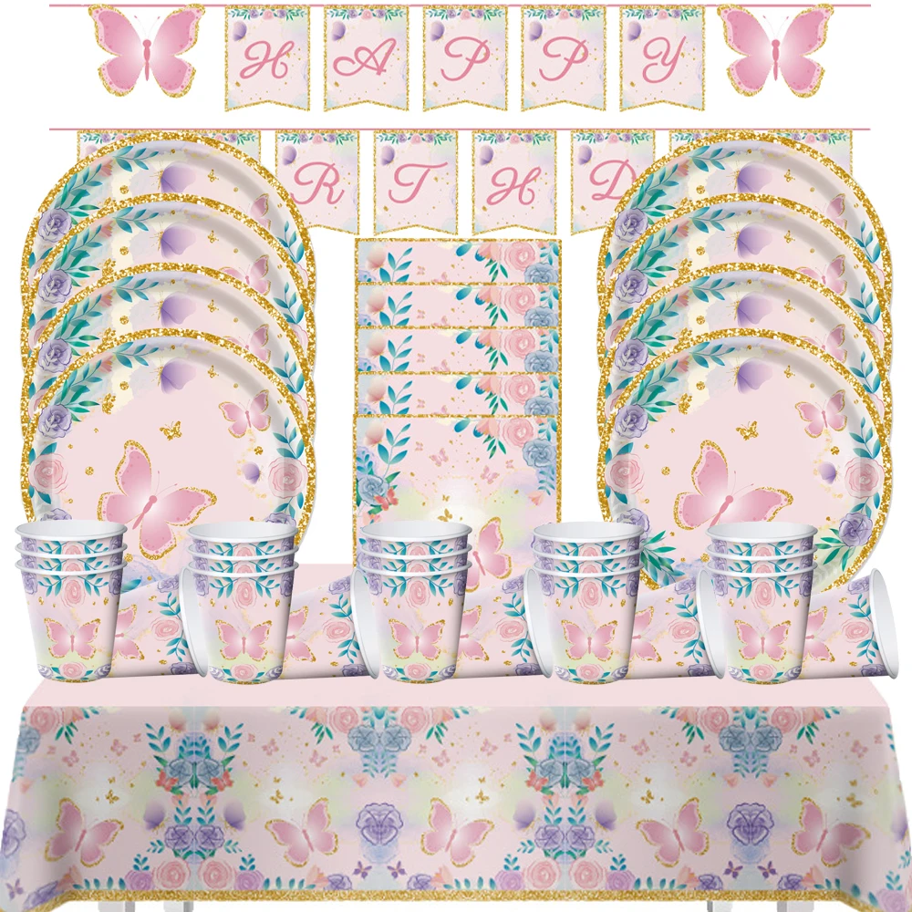 Pink Butterfly Birthday Tableware Backdrop Happy 1st First Birthday Party Decorations Kids Girl Butterfly Decoration Baby Shower
Pink Butterfly Birthday Tableware Backdrop Happy 1st First Birthday Party Decorations Kids Girl Butterfly Decoration Baby Shower