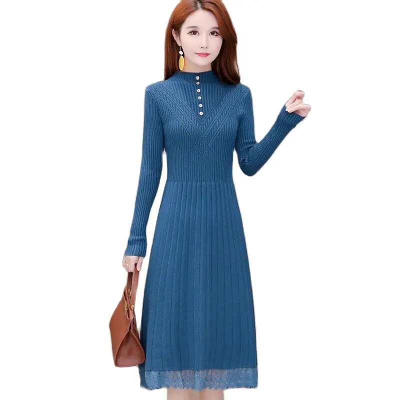Temperament High-end Sweater Mid-length Knitted Dress Women's Korean Version Sweater All-match Lace Bottoming Casual Dress Women
Temperament High-end Sweater Mid-length Knitted Dress Women's Korean Version Sweater All-match Lace Bottoming Casual Dress Women