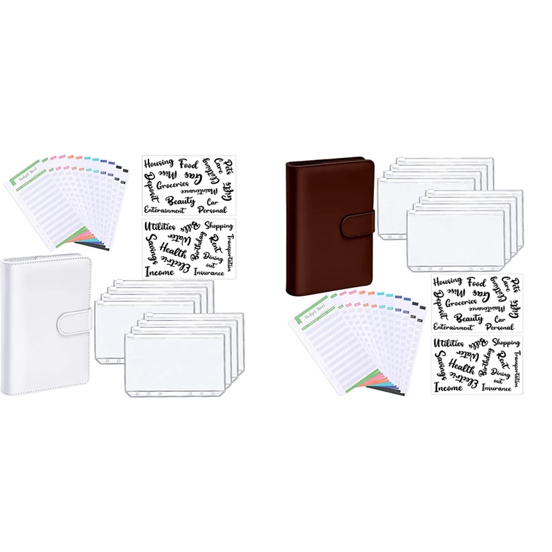 A6 PU Leather Notebook Binder Budget Planning Notepad,6 Ring Binder Sleeves,8 Binder Pockets,12 Expense Budget Sheets
A6 PU Leather Notebook Binder Budget Planning Notepad,6 Ring Binder Sleeves,8 Binder Pockets,12 Expense Budget Sheets