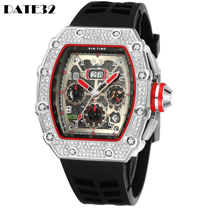 Luxury Chronograph Watch Men Hip Hop Cool Man Silicone Rubber Quartz Watches Sports Clock Male Reloj Hombre Relogio Masculino
Luxury Chronograph Watch Men Hip Hop Cool Man Silicone Rubber Quartz Watches Sports Clock Male Reloj Hombre Relogio Masculino