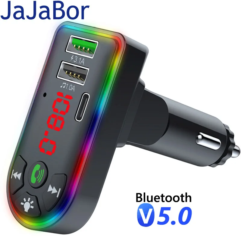 

JaJaBor FM передатчик аудио стерео Автомобильный MP3 плеер USB 3.1A Тип C PD быстрое зарядное устройство Bluetooth 5,0 Handsfree Car Kit FM модулятор