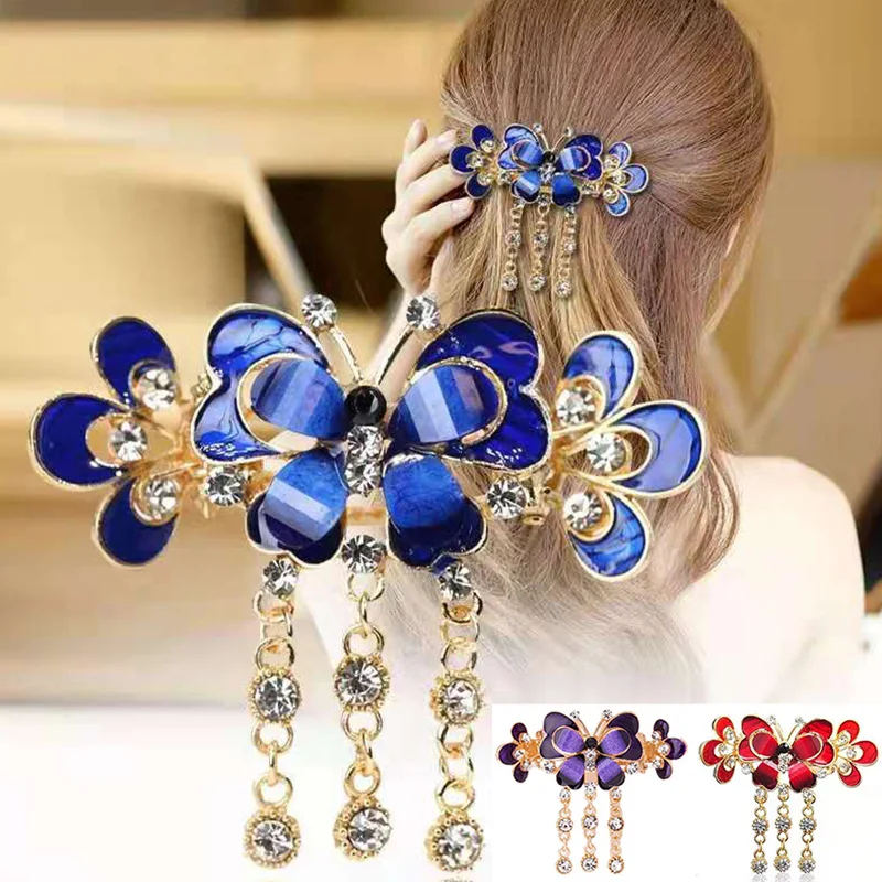 Rhinestone Butterfly Hair Claw Women's Flower Tassel Pendant Hairpin Vintage Crab Hair Clip Alloy Spring Clip Hair Accessories
Rhinestone Butterfly Hair Claw Women's Flower Tassel Pendant Hairpin Vintage Crab Hair Clip Alloy Spring Clip Hair Accessories