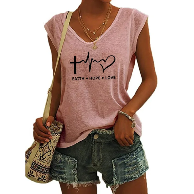 Faith Hope Love Women Casual Sexy Camisole Tanks Top V-neck Simple Loose Sleeveless T-shirts New Vest Ropa Mujer
Faith Hope Love Women Casual Sexy Camisole Tanks Top V-neck Simple Loose Sleeveless T-shirts New Vest Ropa Mujer