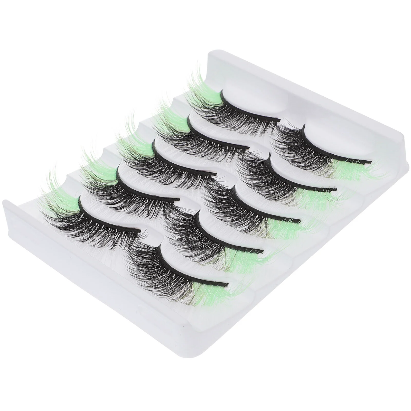 

5 Pairs Colored Lashes, Natural Look Wispy Eyelashes 3D Colored Lashes Strips with Box for ( Light Green )