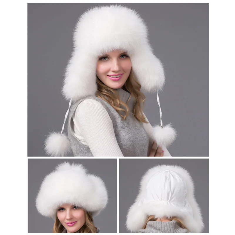 100% Real Fox Fur Hats Women's Russian Ushanka Aviator Trapper Snow Skiing Caps Earflap Winter Adjustable Fur Bomber Hat
100% Real Fox Fur Hats Women's Russian Ushanka Aviator Trapper Snow Skiing Caps Earflap Winter Adjustable Fur Bomber Hat