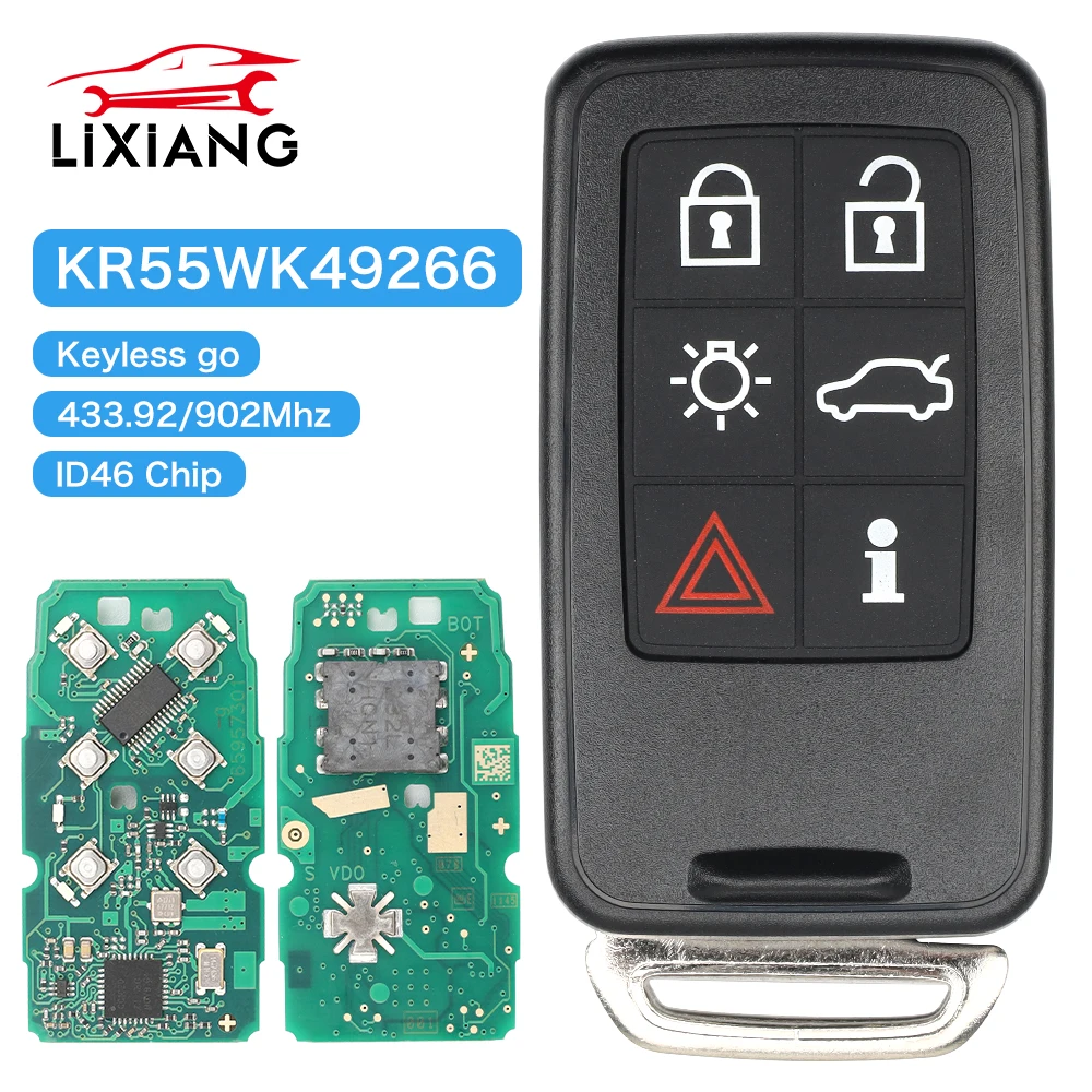 LIXIANG KR55WK49266 902 МГц/433 МГц/6 кнопок 7953Chip интеллектуальный дистанционный брелок без