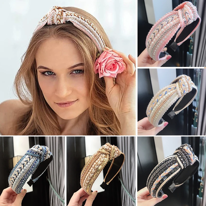Boho Crystal Pearl Headband For Women Sequins Luxurious Head Hoop Vintage Wide Bow Hair Band Ethnic Fashion Hair Accessories
Boho Crystal Pearl Headband For Women Sequins Luxurious Head Hoop Vintage Wide Bow Hair Band Ethnic Fashion Hair Accessories