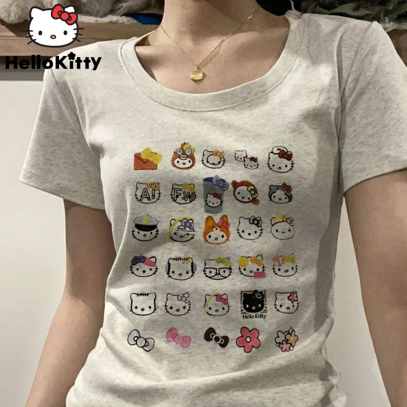 Sanrio Funny Hello Kitty Printed Women U-neck T-shirt Korean Fashion Casual Student Short Sleeve Y2k Street Spicy Girl Slim Tees
Sanrio Funny Hello Kitty Printed Women U-neck T-shirt Korean Fashion Casual Student Short Sleeve Y2k Street Spicy Girl Slim Tees