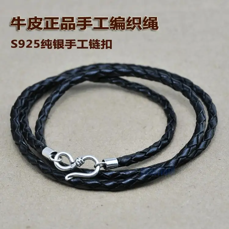 Sterling Silver Buckle Genuine Leather Necklace Black Cattle Rope Sterling Silver Buckle Necklace
Sterling Silver Buckle Genuine Leather Necklace Black Cattle Rope Sterling Silver Buckle Necklace