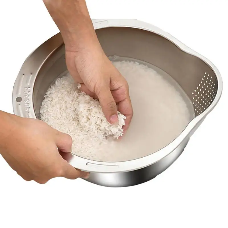 Rice Washer Strainer Bowl Stainless Steel Fruit Vegetable Drainer Cleaner Strainer Rice Washing Filter Basket Kitchen Accessorie
Rice Washer Strainer Bowl Stainless Steel Fruit Vegetable Drainer Cleaner Strainer Rice Washing Filter Basket Kitchen Accessorie