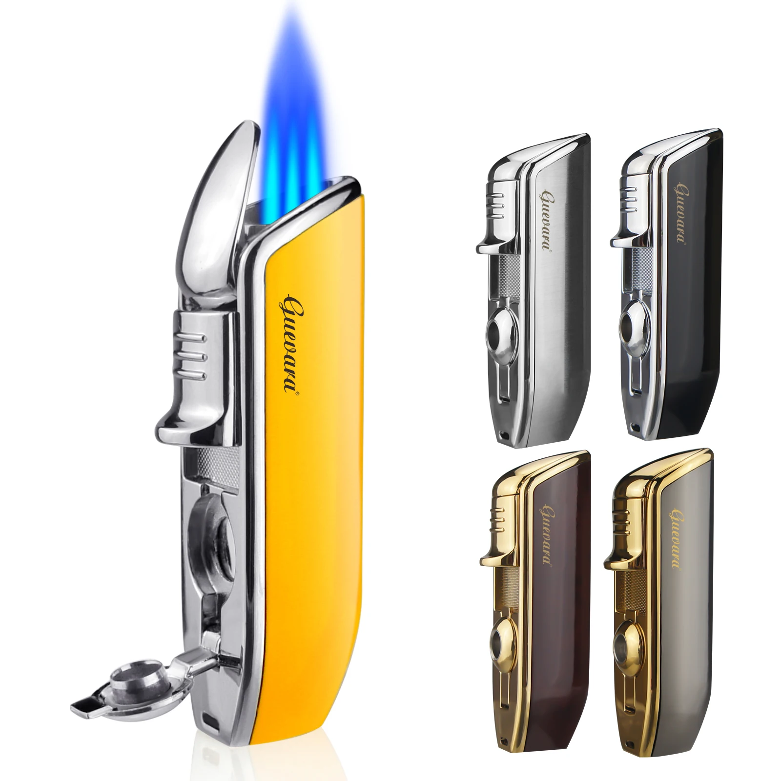 GUEVARA Metal Windproof Mini Pocket Cigar Lighter 3 Jet Blue Flame Torch Cigarette Lighters With Cigar Punch Gift Box
GUEVARA Metal Windproof Mini Pocket Cigar Lighter 3 Jet Blue Flame Torch Cigarette Lighters With Cigar Punch Gift Box