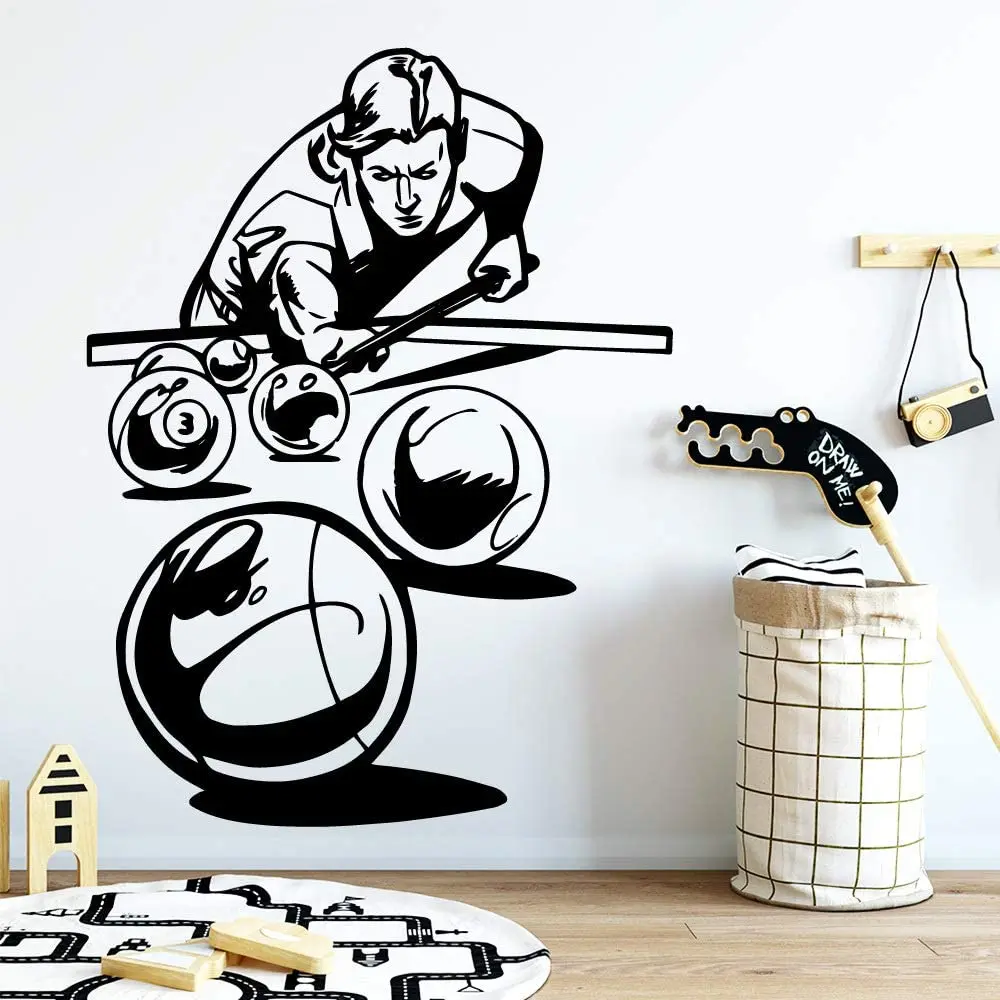 Pool Player Shooting Ball Wall Stickers Home Decor snooker Sports Game club Billiards studio Wall Decal Bedroom wallpaper
Pool Player Shooting Ball Wall Stickers Home Decor snooker Sports Game club Billiards studio Wall Decal Bedroom wallpaper