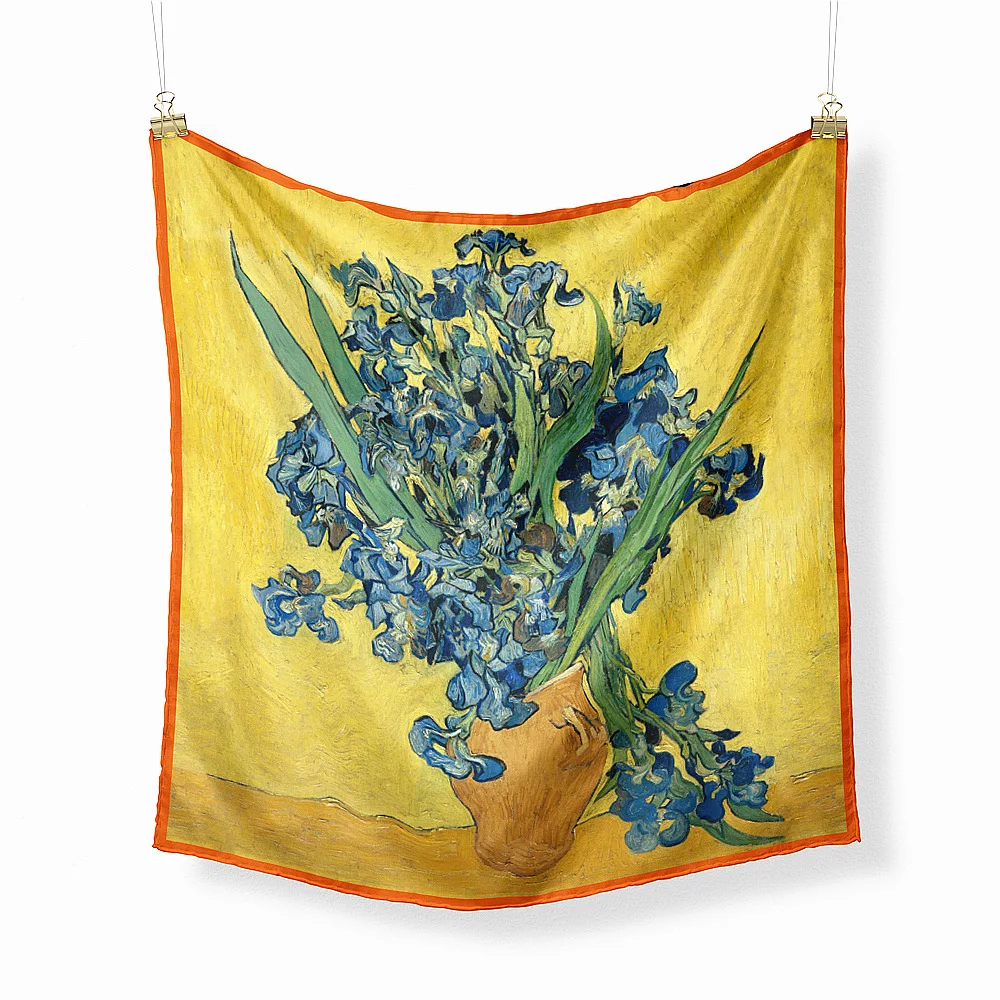 Square Scarf Vincent Van Gogh Iris Printed Brand Women Silk Scarf Hijab Tie Fashion Bandana Headband Neckerchief For Ladies 53cm 
Square Scarf Vincent Van Gogh Iris Printed Brand Women Silk Scarf Hijab Tie Fashion Bandana Headband Neckerchief For Ladies 53cm