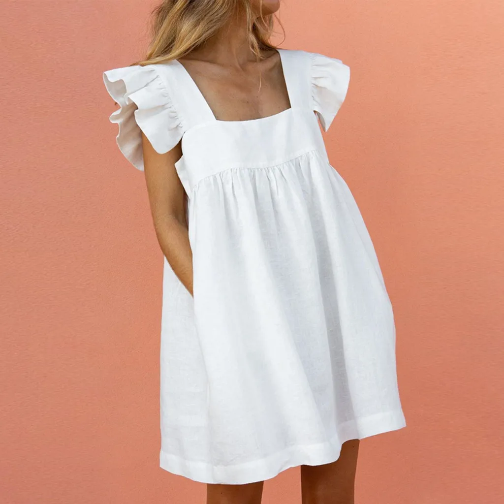2022 New Women Sweet Dress Summer Elegant Square Collar Sleeve Solid Mini Dress Ladies Casual Loose Pocket Beach Dress
2022 New Women Sweet Dress Summer Elegant Square Collar Sleeve Solid Mini Dress Ladies Casual Loose Pocket Beach Dress
