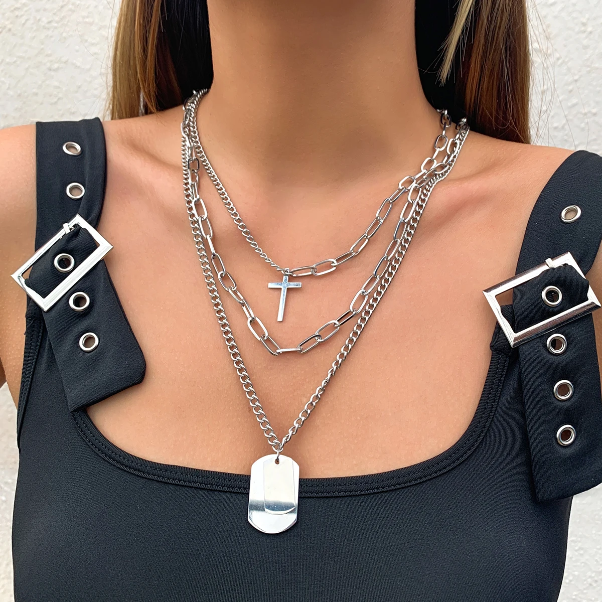 Lacteo Punk Titanium Steel Cross Tag Pendant Necklaces Set for Women Men Retro Non-fading Multi-layer Chain Necklace Jewelry
Lacteo Punk Titanium Steel Cross Tag Pendant Necklaces Set for Women Men Retro Non-fading Multi-layer Chain Necklace Jewelry