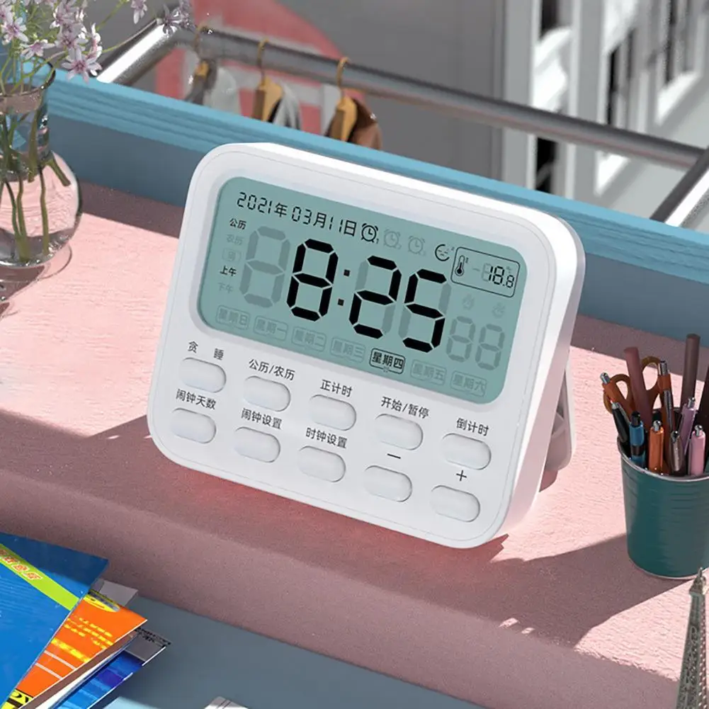 Alarm Timer Multifunctional Calendar/Week/Temperature Display Large Screen Count Down Up Electronic Alarm Clock for Study
Alarm Timer Multifunctional Calendar/Week/Temperature Display Large Screen Count Down Up Electronic Alarm Clock for Study