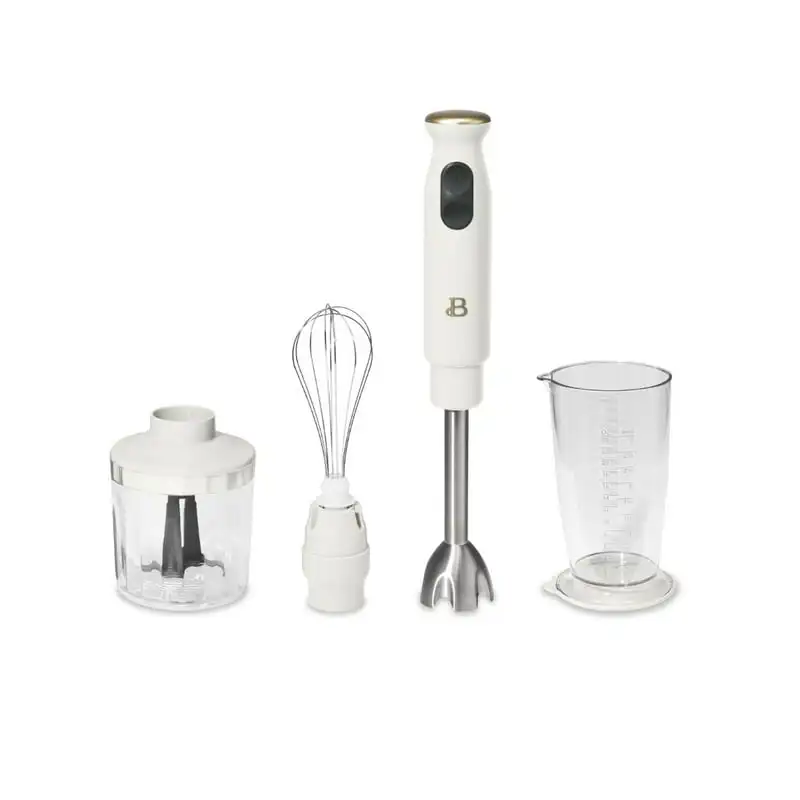 Immersion Blender with 500ml Chopper and 700ml Measuring Cup, White Icing by Drew Barrymore
Immersion Blender with 500ml Chopper and 700ml Measuring Cup, White Icing by Drew Barrymore