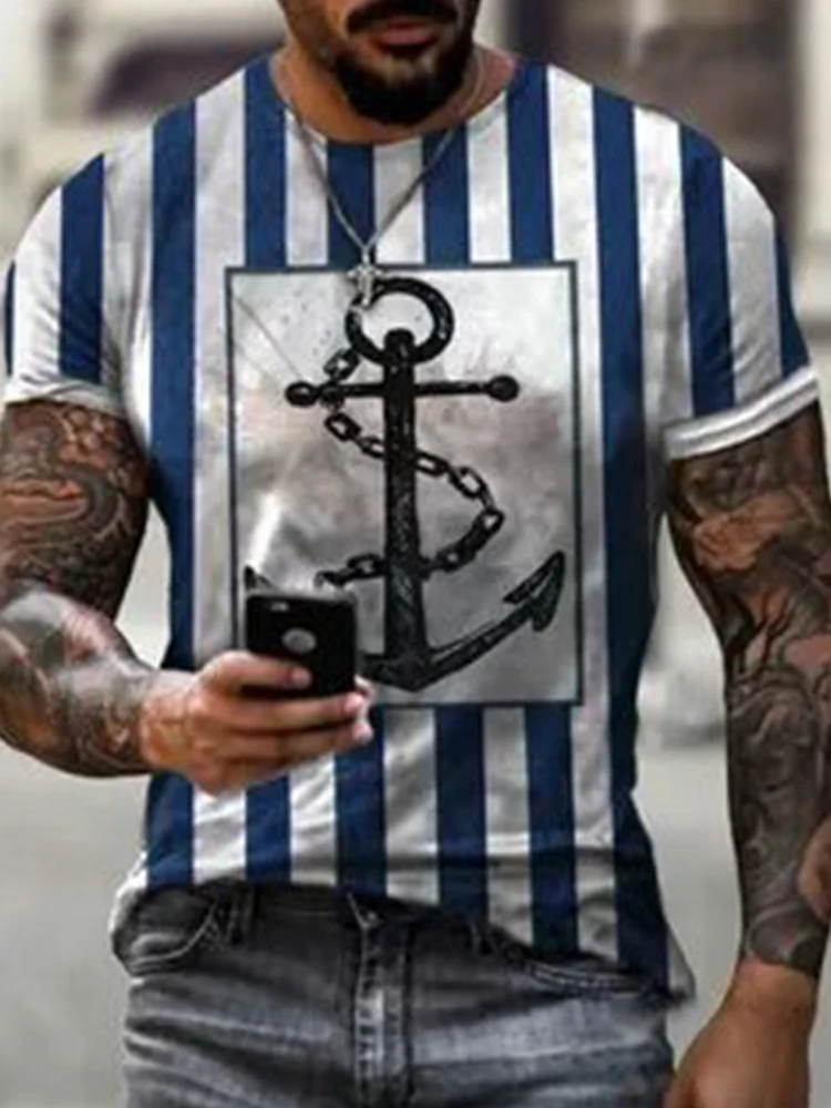 Summer Men's T-Shirt European And American Fashion Marine Style Anchor 3D Printed Clothes, Loose Large Size Quick-Drying T-Shirt
Summer Men's T-Shirt European And American Fashion Marine Style Anchor 3D Printed Clothes, Loose Large Size Quick-Drying T-Shirt