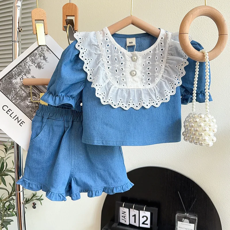 Toddler Baby Girl Denim Outfits Set Short Sleeve T-shirt Ruffled Tops+ Denim Short Pants with Pocket Summer Casual Clothes Set
Toddler Baby Girl Denim Outfits Set Short Sleeve T-shirt Ruffled Tops+ Denim Short Pants with Pocket Summer Casual Clothes Set