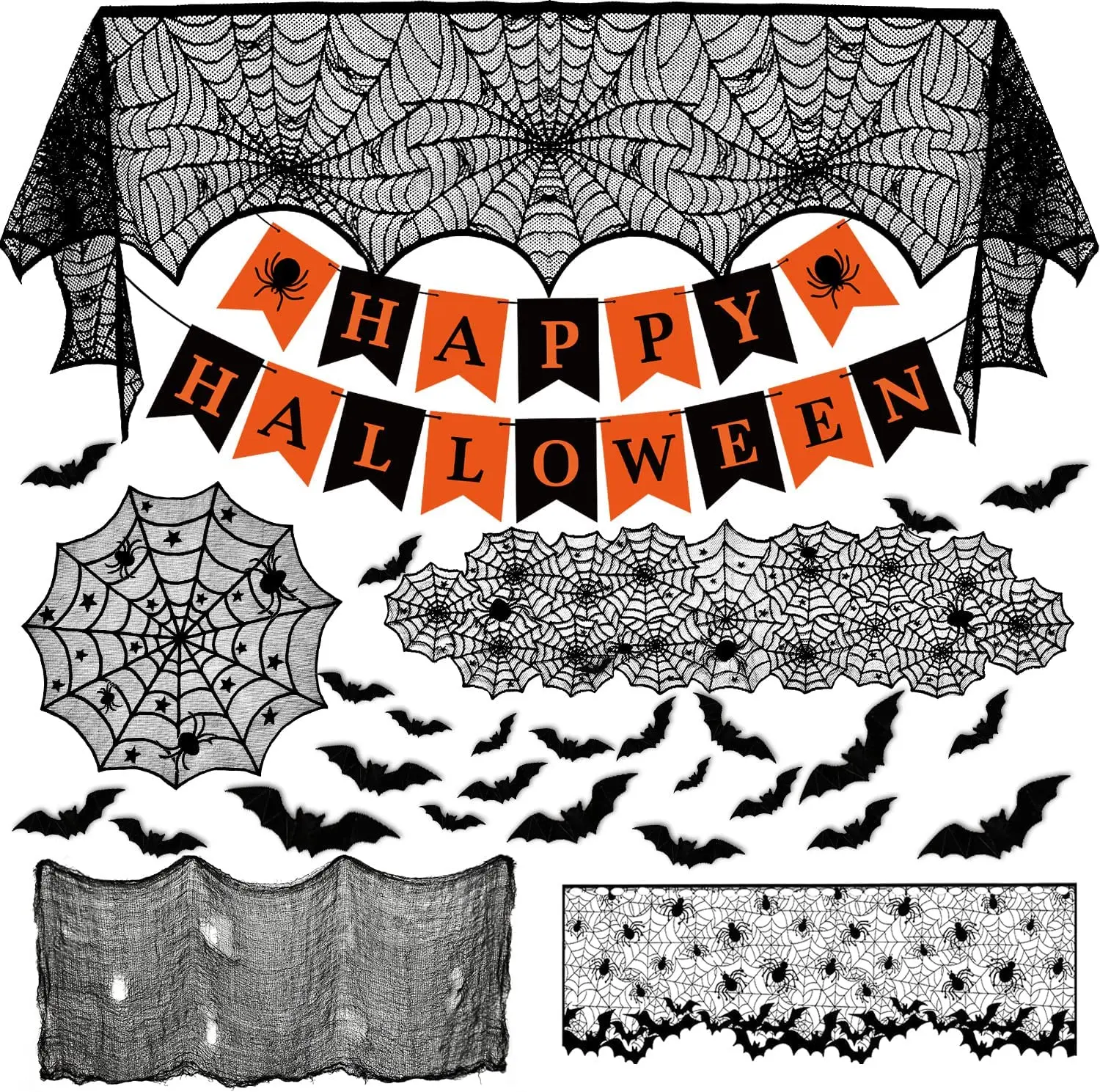 Halloween Decorating Interior set, 38PCS table decorating, Halloween banners, 3D bats, party decorating spooky cloth
Halloween Decorating Interior set, 38PCS table decorating, Halloween banners, 3D bats, party decorating spooky cloth