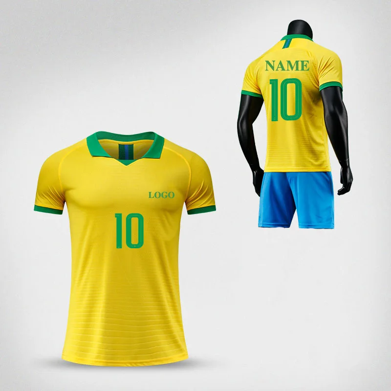 

Soccer Uniforms For Men Customizable Printed Team Name Logo Tracksuits Short Sleeves Quick Dry Training Brazil Football Jerseys