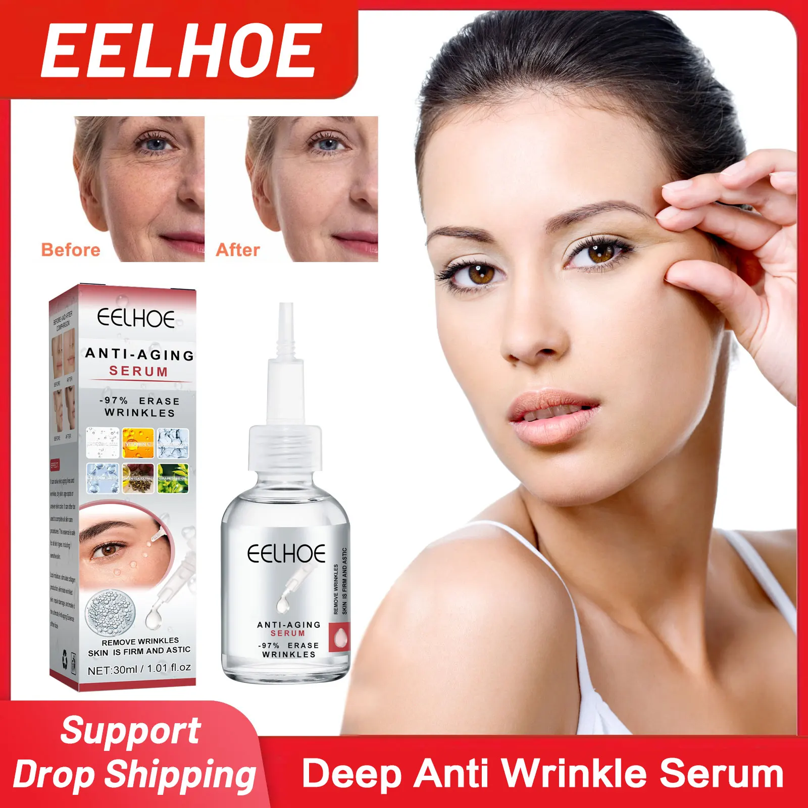 Hyaluronic Acid Wrinkles Removal Serum Firm Lift Vitamin C Moisturizing Whitening Fade Fine Lines Spots Deep Anti Aging Essence
Hyaluronic Acid Wrinkles Removal Serum Firm Lift Vitamin C Moisturizing Whitening Fade Fine Lines Spots Deep Anti Aging Essence