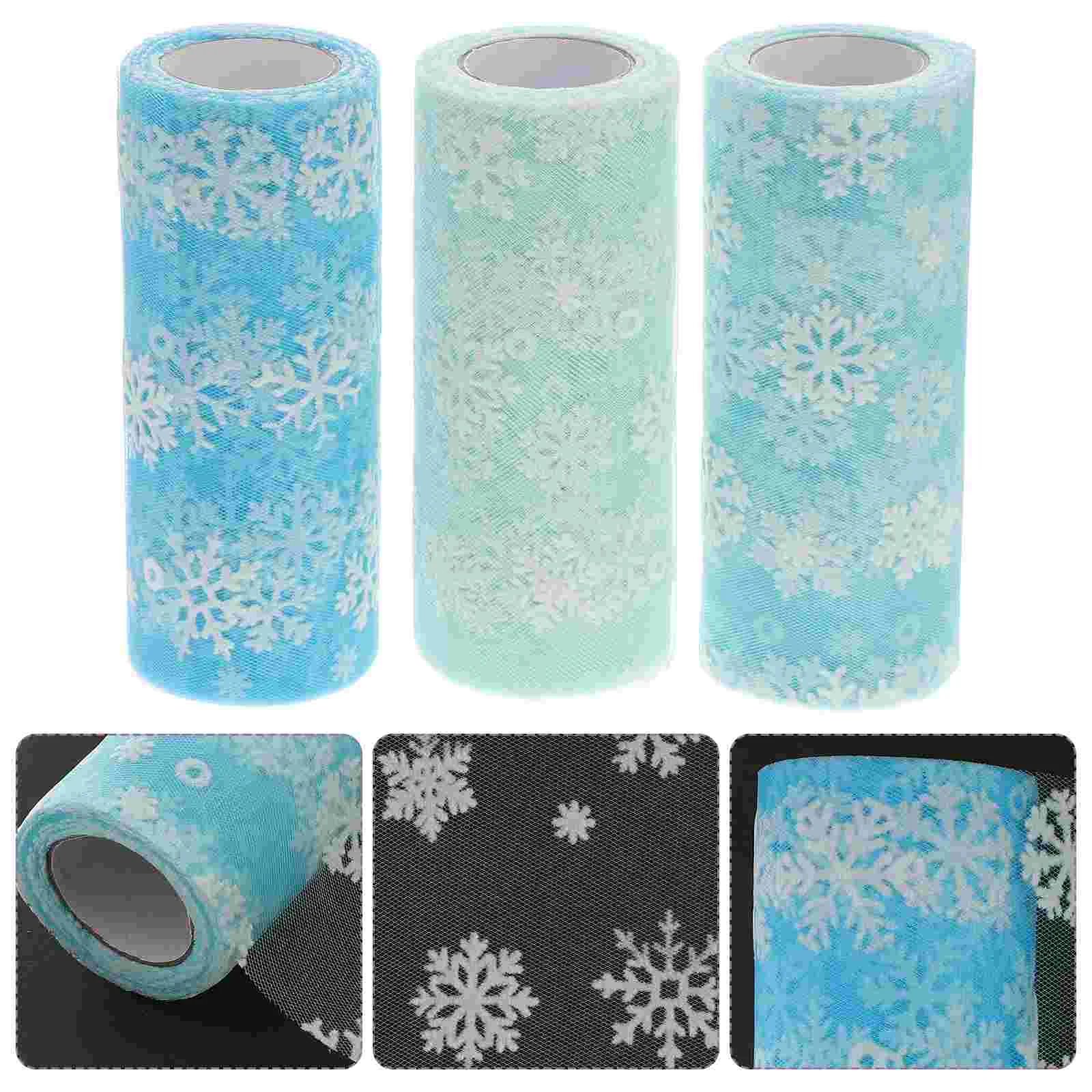 

Tulle Fabric Roll Rolls Snowflake Ribbon Christmas Gauze Craft Mesh Netting Blue Cloth Diy Red Black Snowflakes Glitter Gift