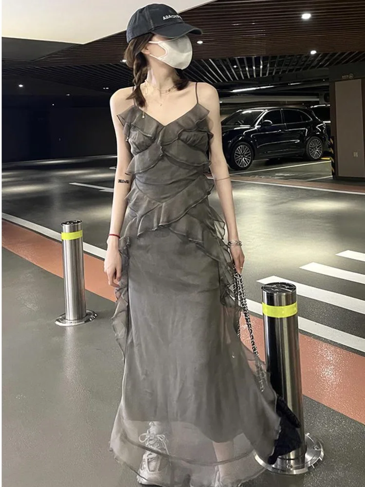 Dark Grey Strapless Camisole Sleeveless Gauze Dress For Women 2022 Summer Female Fashion Slim Fit Clothing G144
Dark Grey Strapless Camisole Sleeveless Gauze Dress For Women 2022 Summer Female Fashion Slim Fit Clothing G144