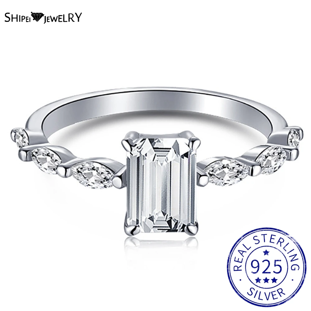 Shipei Romantic 100% 925 Sterling Silver Emerald Cut Created Moissanite Gemstone Wedding Engagement Fine Jewelry Ring Wholesale
Shipei Romantic 100% 925 Sterling Silver Emerald Cut Created Moissanite Gemstone Wedding Engagement Fine Jewelry Ring Wholesale