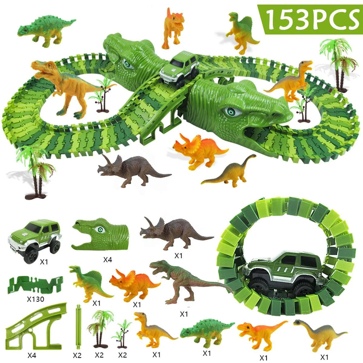 153Pcs/395Pcs Dinosaur Rail Car Track Racing Toy Set Bend Flexible Race Track Educational Toys for Kids Dinosaur Gifts
153Pcs/395Pcs Dinosaur Rail Car Track Racing Toy Set Bend Flexible Race Track Educational Toys for Kids Dinosaur Gifts